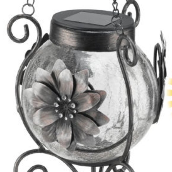Solar Bronze Lantern with Bells & Flower NEW - Picture 2 of 3